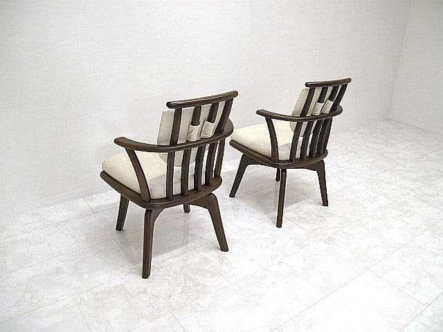 【展示品】イバタインテリア 回転式ダイニングチェア 2脚セット　　オーク材