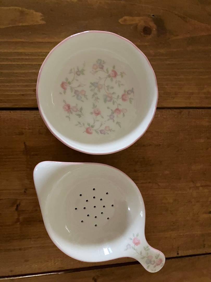 ノリタケキューティーローズシュガーポットクリーマーティーストレーナー受 け皿