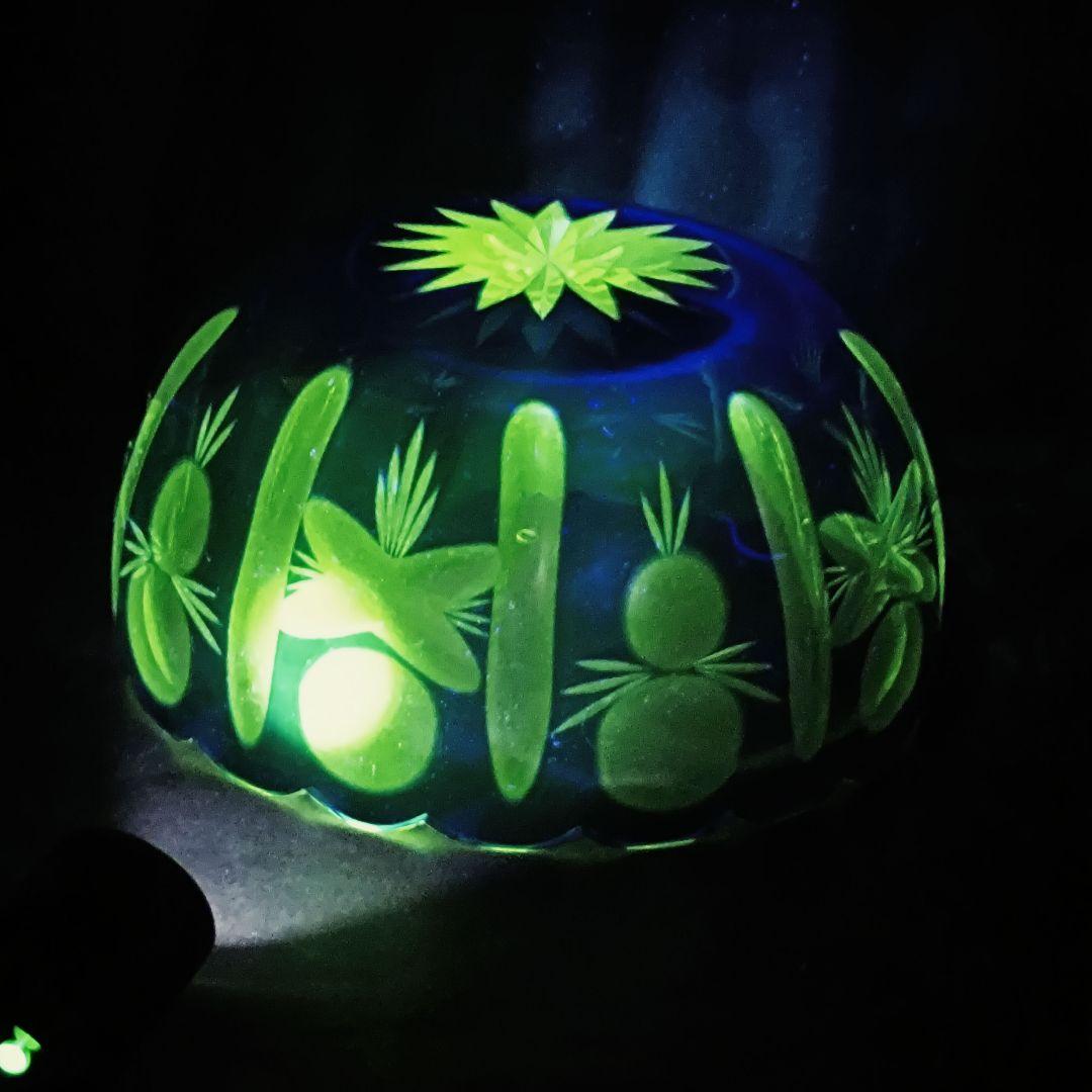 【希少】大正ロマン　切子　ウランガラス　大鉢