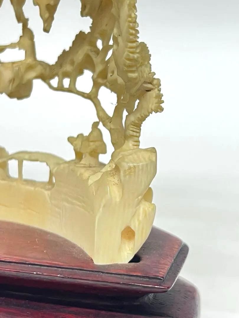 極上透彫山水人物　台付