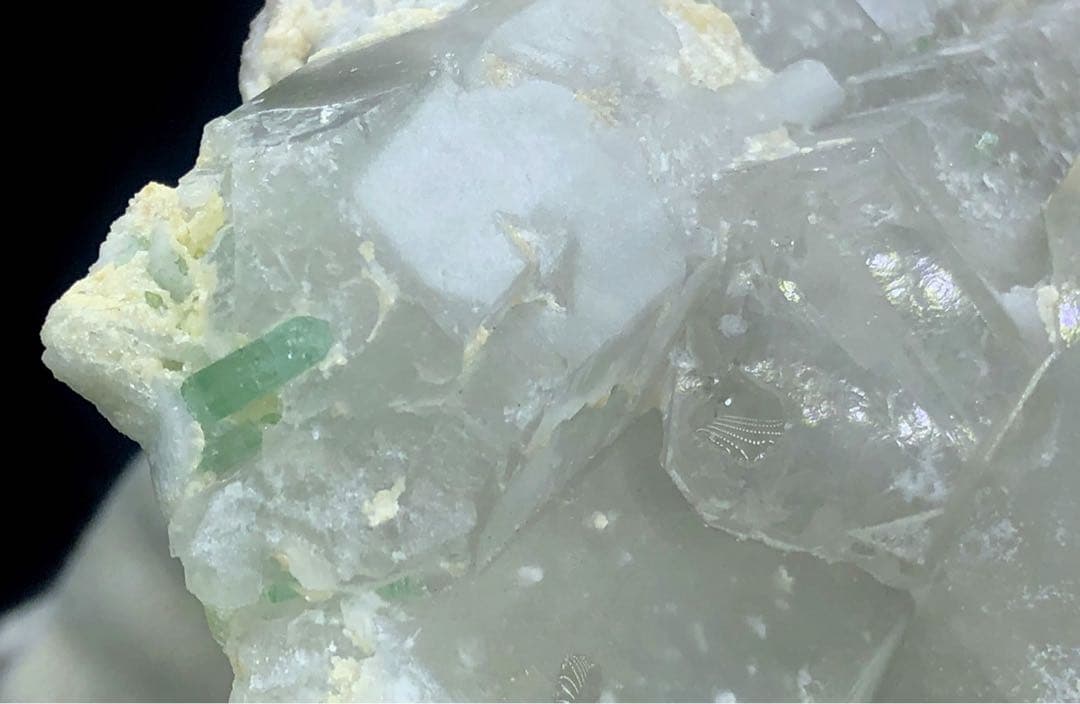 天然ピンクモルガナイト、クォーツクリスタル、グリーントルマリン