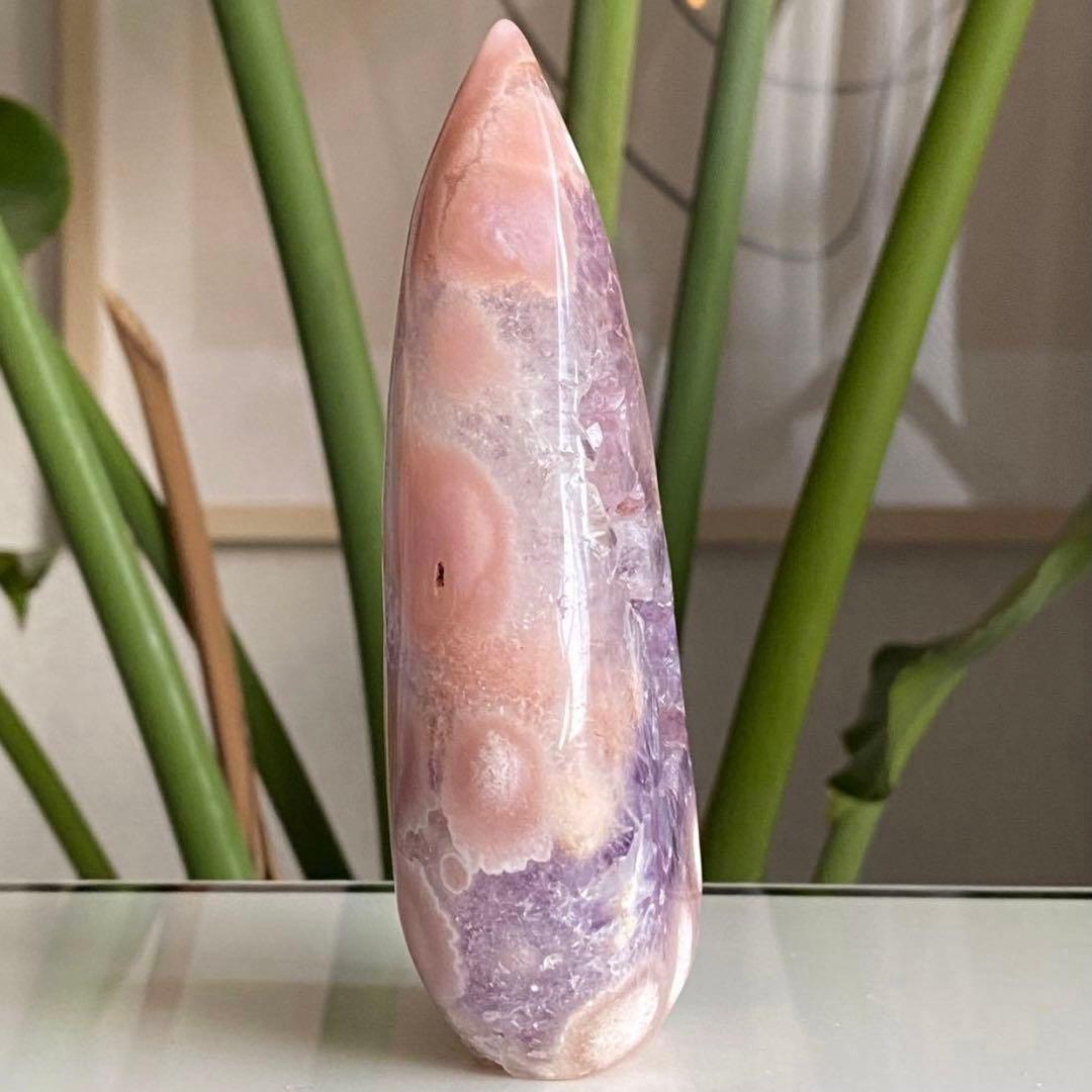 【 高品質 ピンクアメジスト フラワーアゲート 原石 フレイム 約251g 】