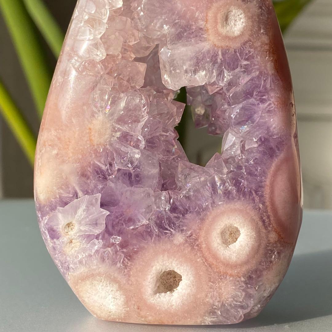 【 高品質 ピンクアメジスト フラワーアゲート 原石 フレイム 約251g 】