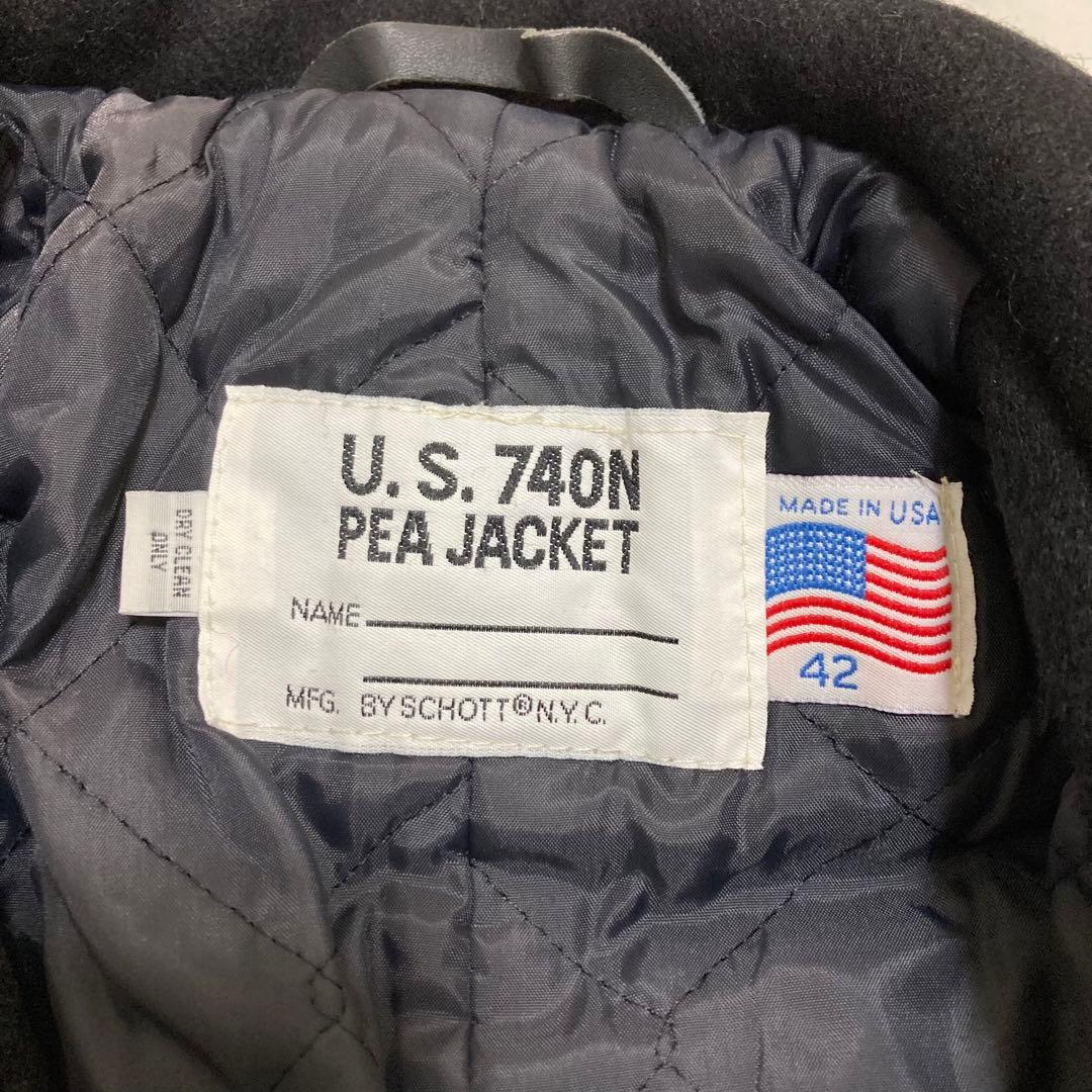 Schott メンズ ピーコート 740N メルトンウール キルティング 42