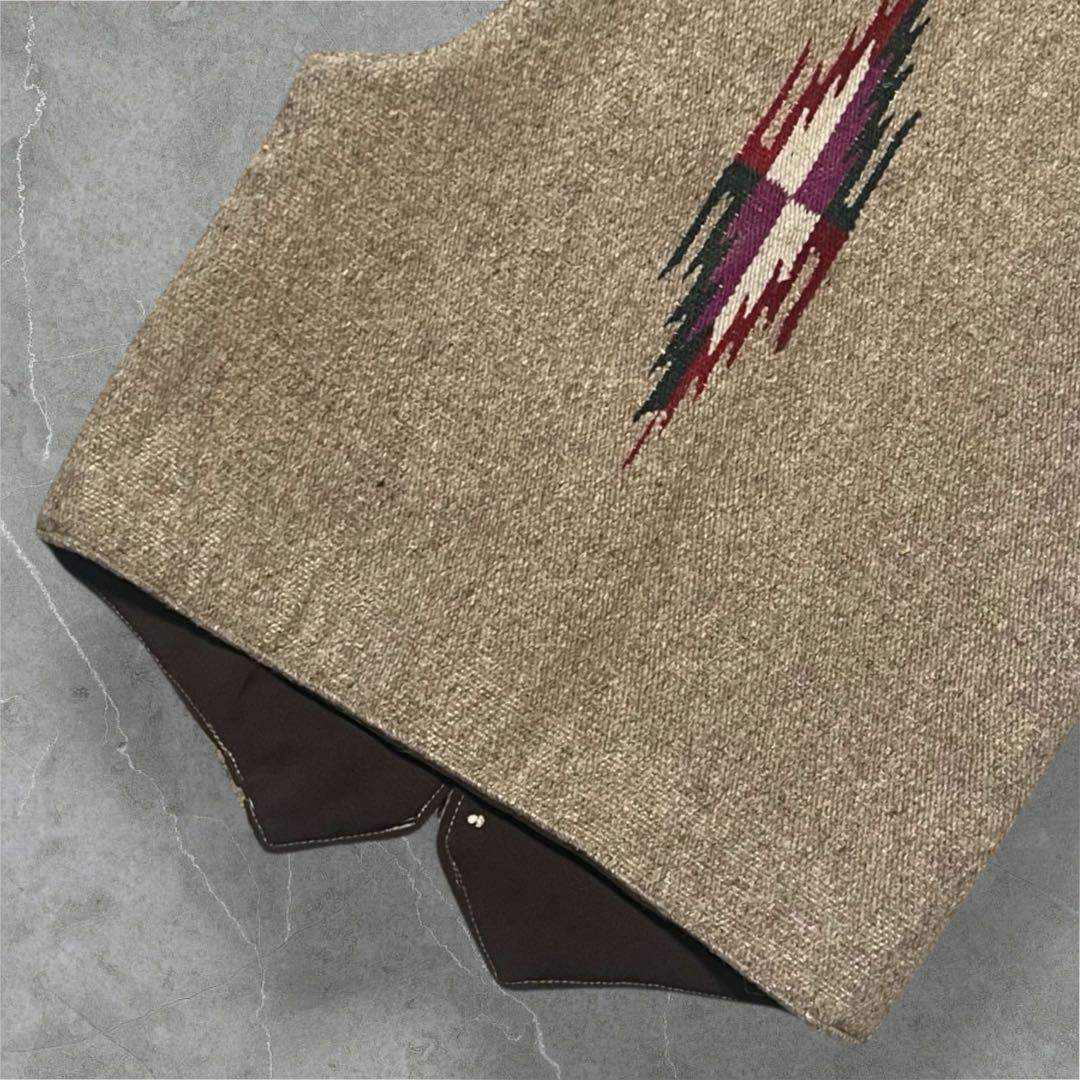 ヴィンテージ ネイティブ柄 ウール100% 手織りコンチョベストメキシコ製古着