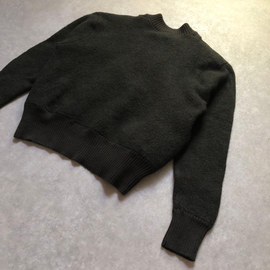 80sWoolrichウールリッチセーター ヘンリーネックパッチ付 緑 XL相当