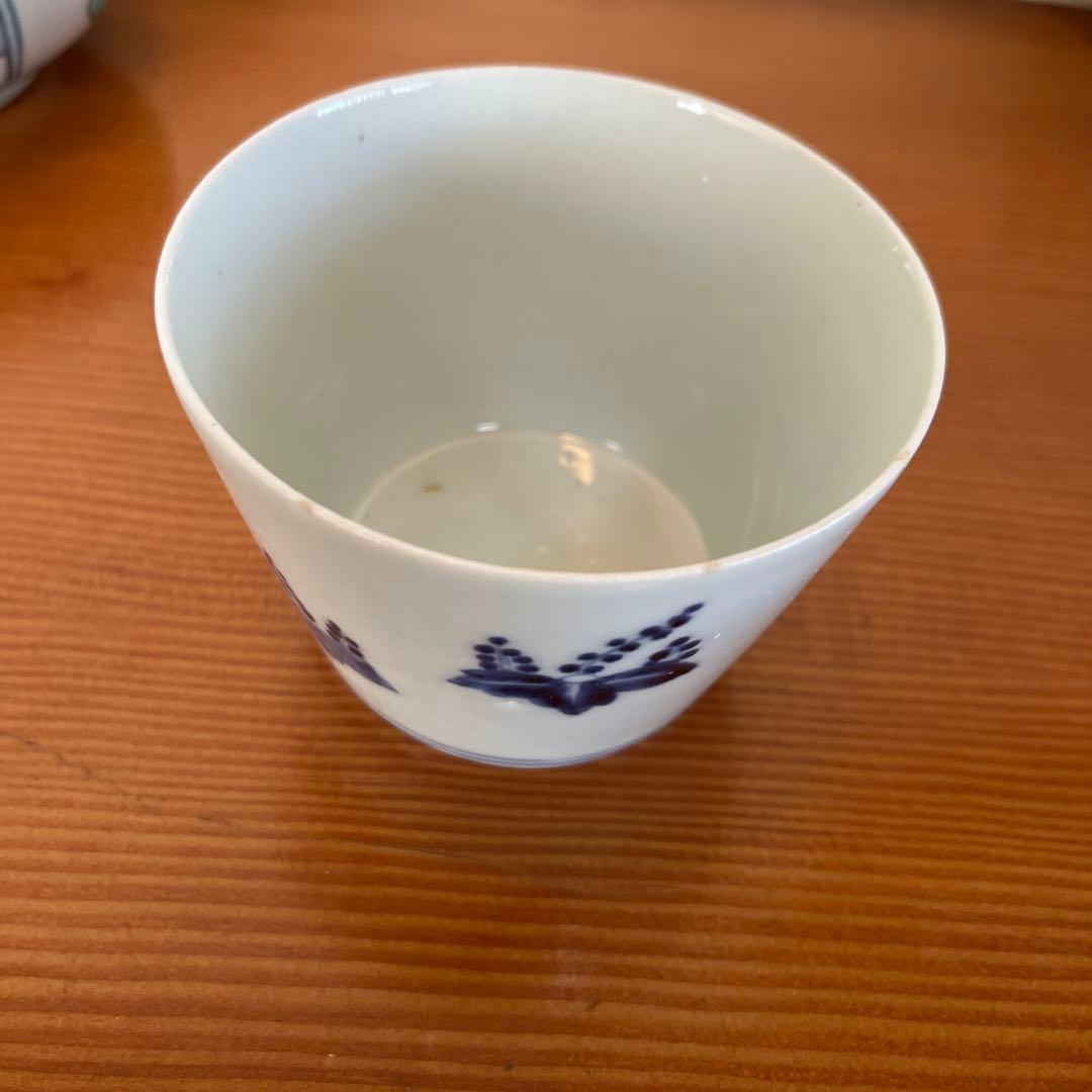 古伊万里　渦福　染付 桐家紋　蕎麦猪口