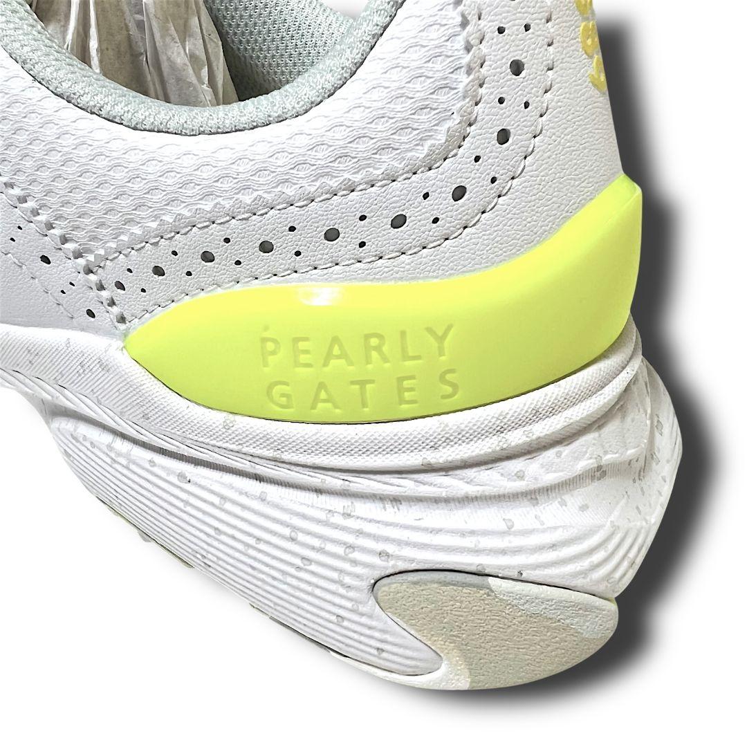 パーリーゲイツ ウィングチップTYPE スパイクレス ゴルフシューズ 白×黄色