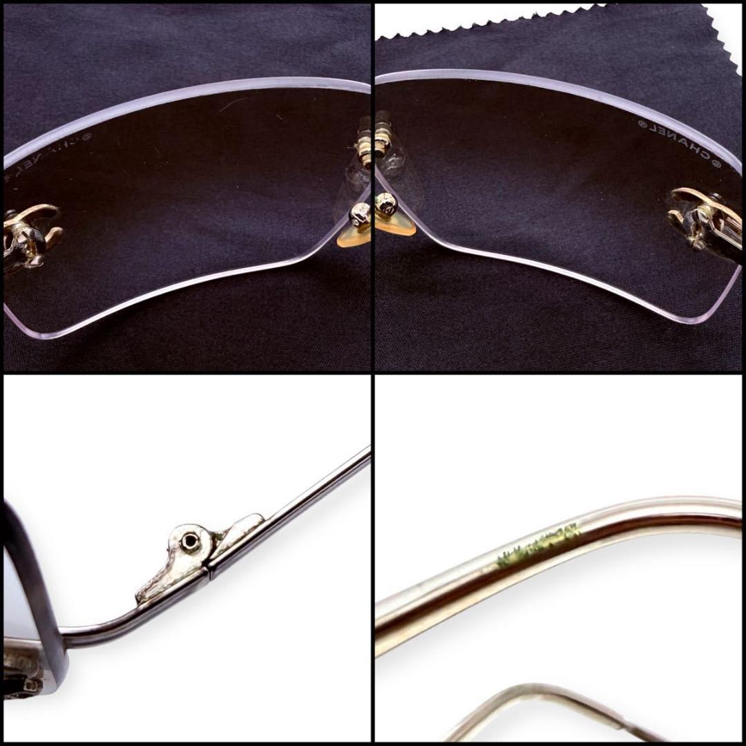 【良品】CHANEL シャネル　リムレス　サングラス　ココマーク　ラインストーン