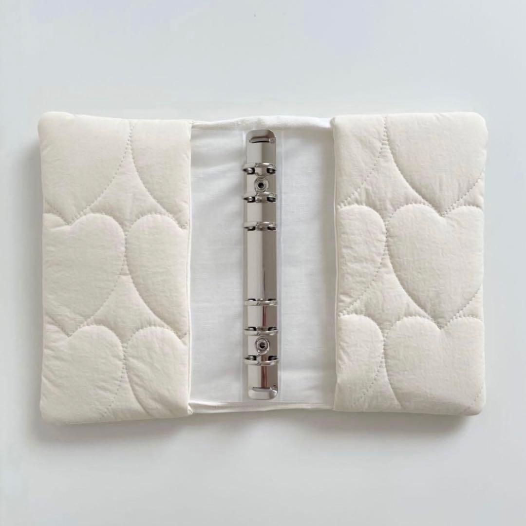 早い者勝ち　韓国　バインダー　カバー　貯金　現金管理　ホワイト　ハート　ホワイト