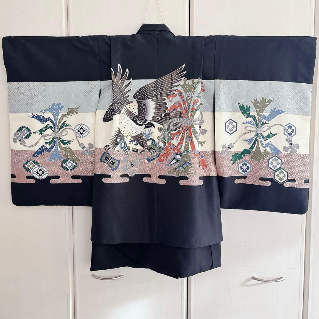 七五三　5歳　７歳　男児　男の子　羽織　袴セット　懐剣　角帯　着物　雪駄　黒