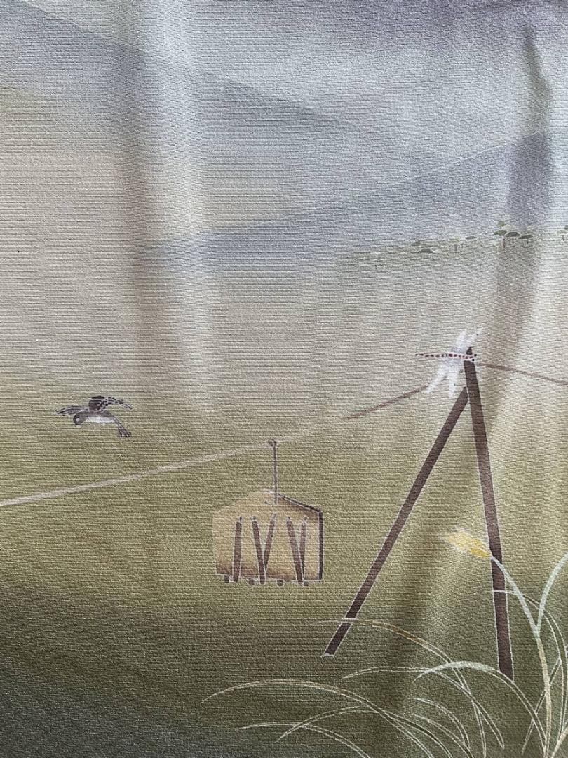 び*ご様 ■E3935■未使用品■正絹縮緬■落款　蜻蛉と雀柄　袷　訪問着■丈16