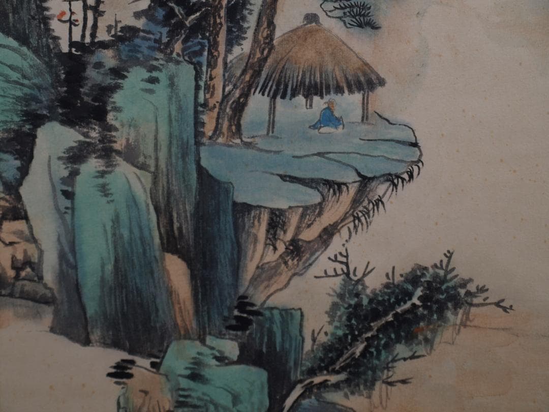 中国時代の掛軸　張大千作人物図　激安骨董品　肉筆保証 DE380A7-3