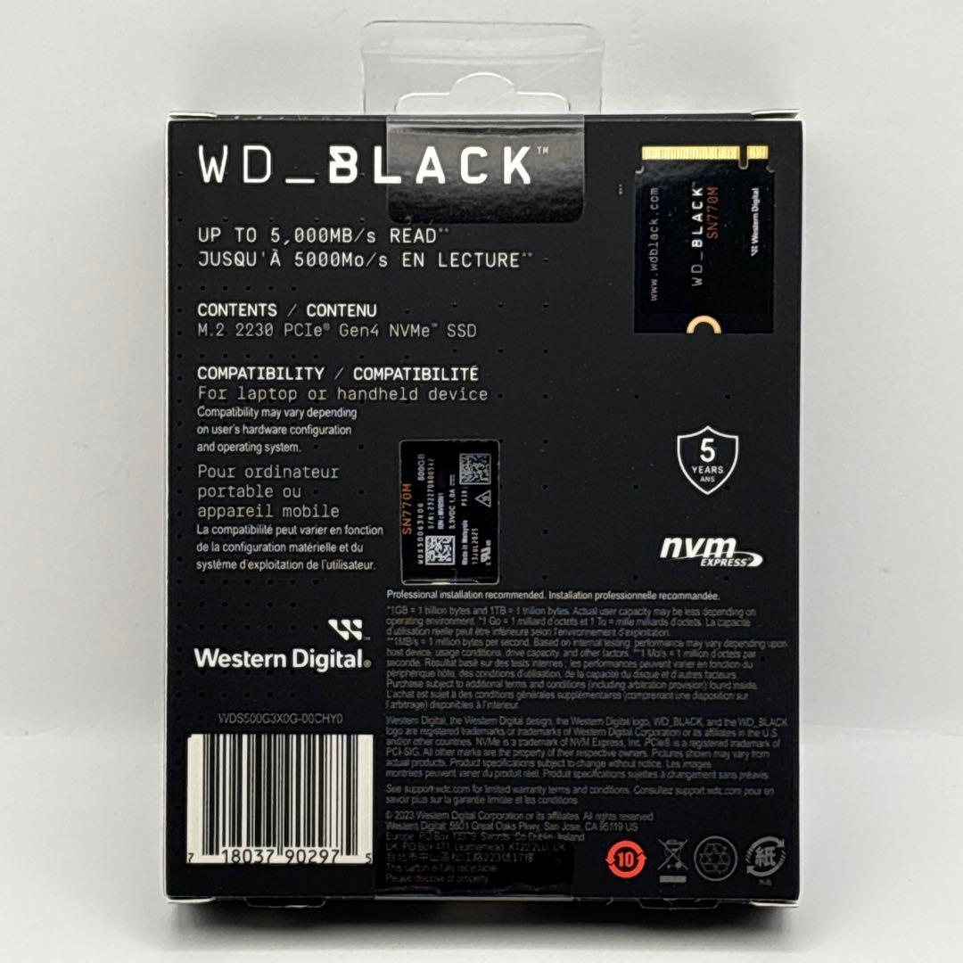 内蔵型SSD WD Black SN770M NVMe SSD WDS500G3X0G