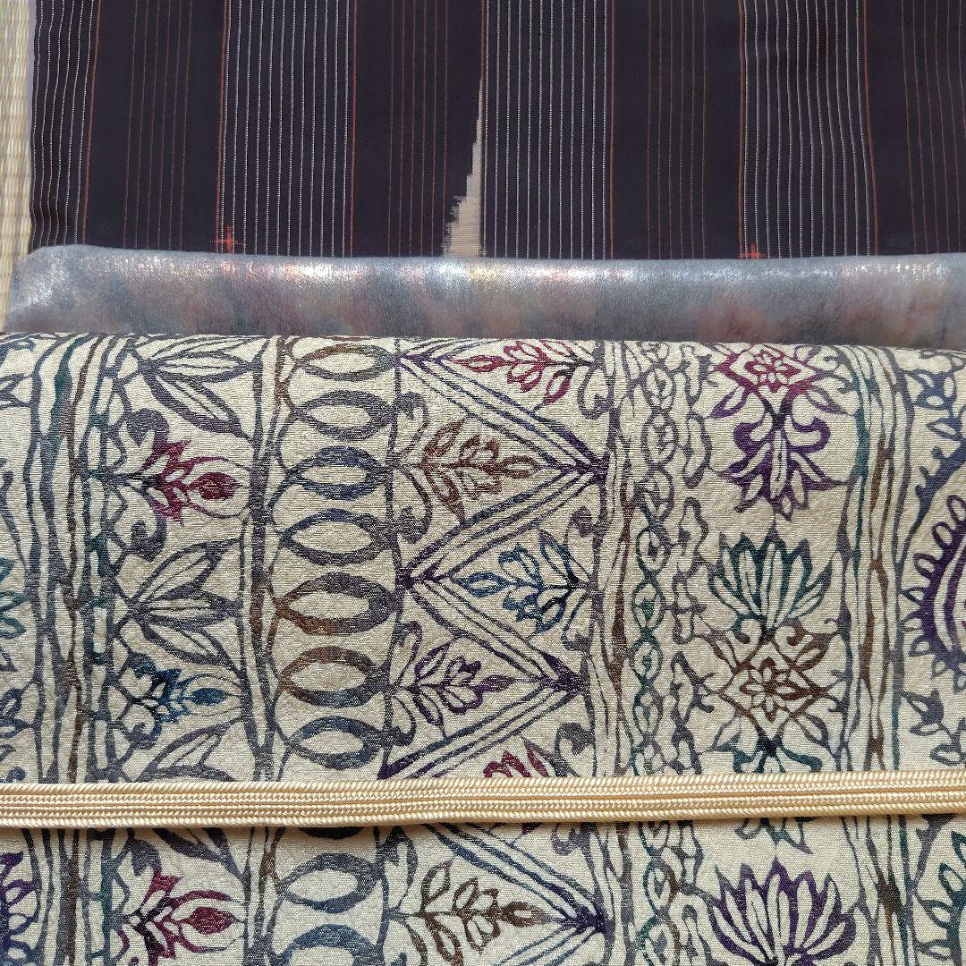 両面両方向　全通柄 袋帯　幾何学　花紋　兎　市松　正絹　4パターン使えます