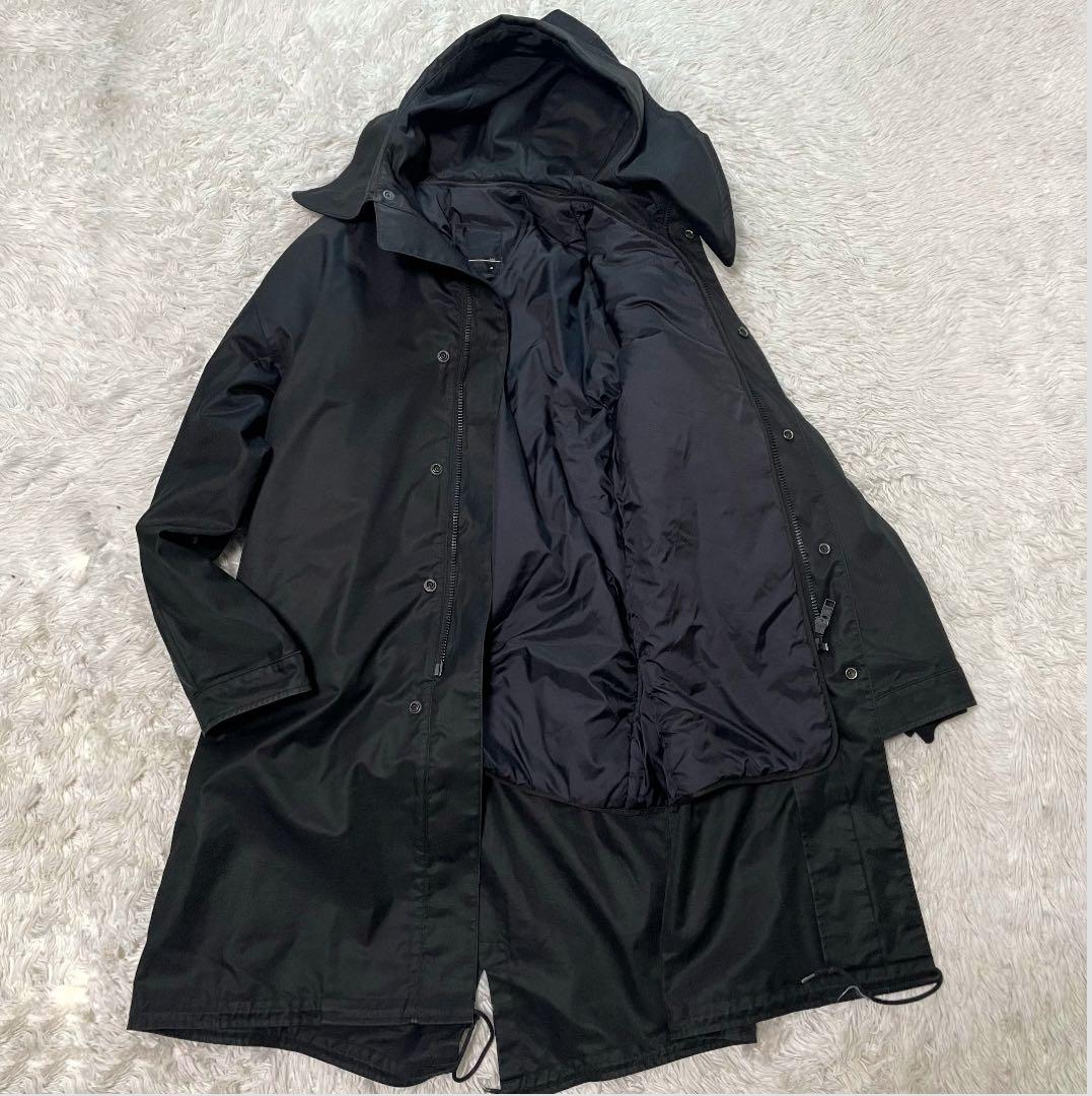 超名作/XL相当　ラッドミュージシャン　ボリュームネックモッズコート　ブラック