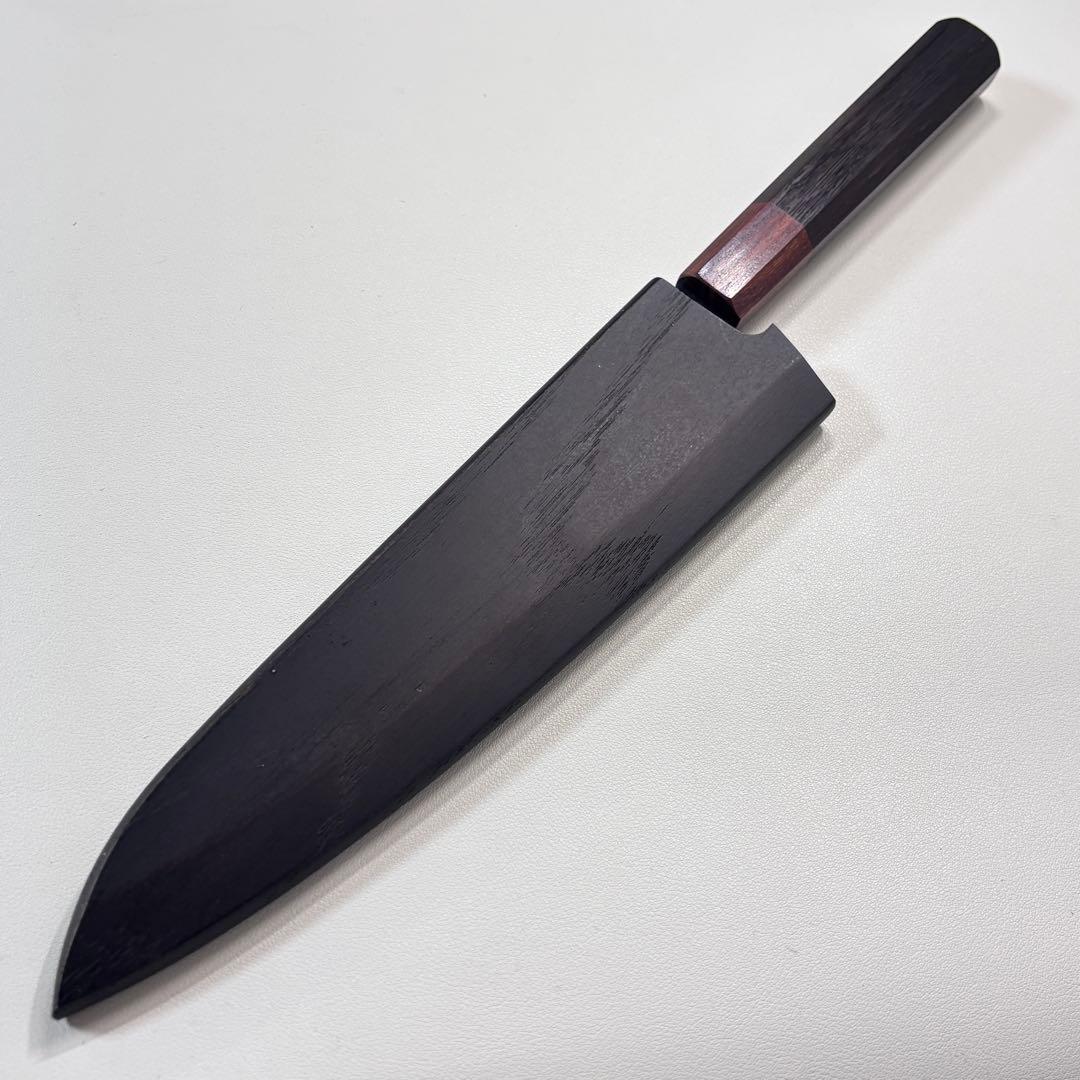 【鞘付け】黒打ちダマスカス和牛刀八角柄 和包丁　シェフナイフ 210mm 牛刀
