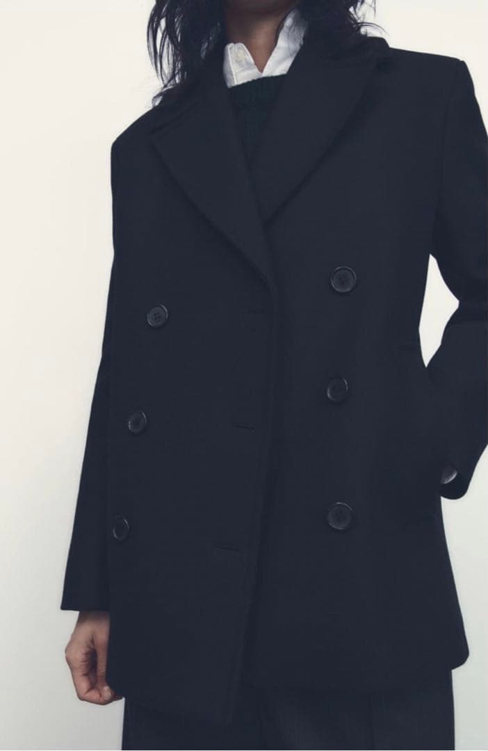 最終値下　ZARA Pコート　アウター　ベーシック　ブラック　黒　XS 新品