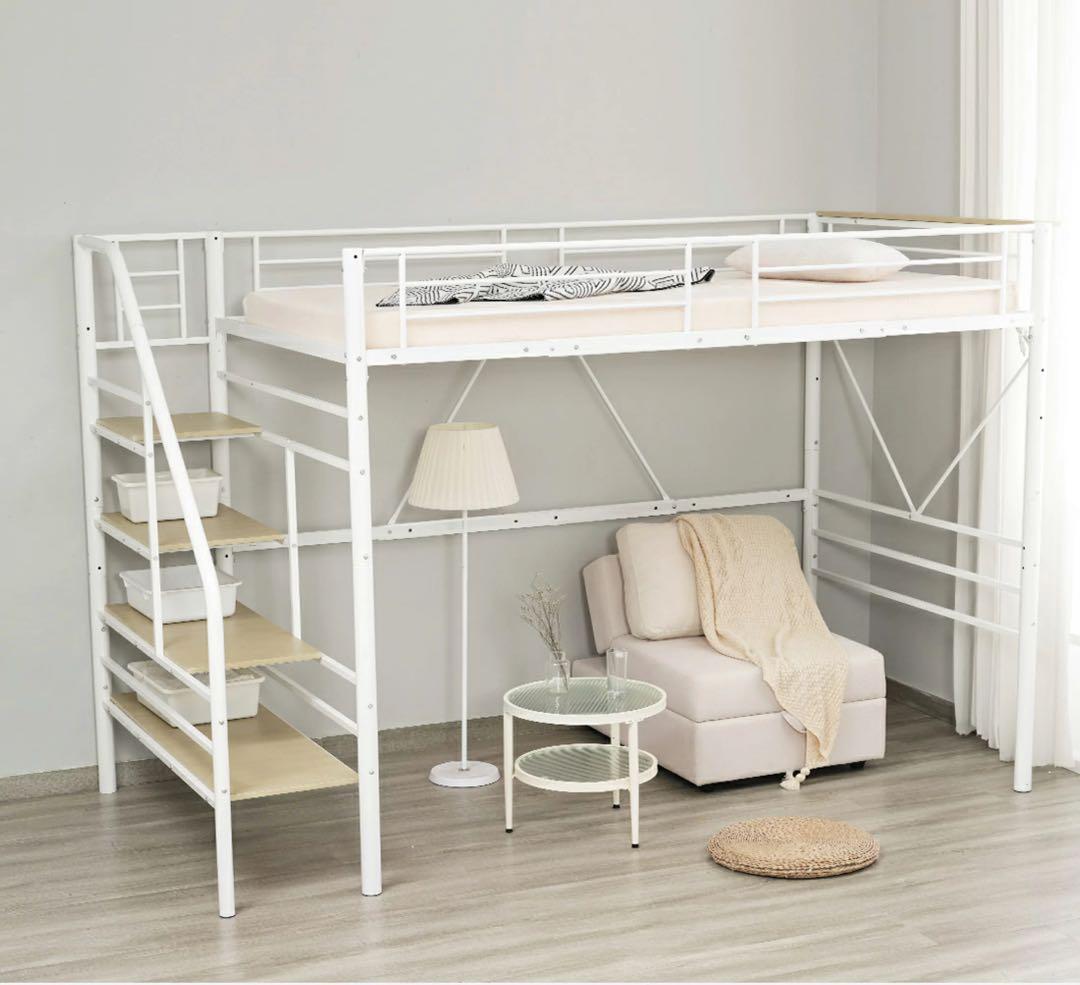 セミダブル ロフトベッド 白