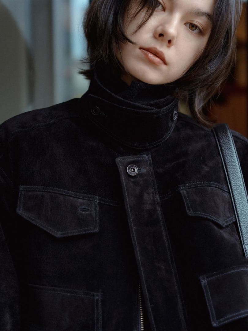 quilting liner real suède jacket/black