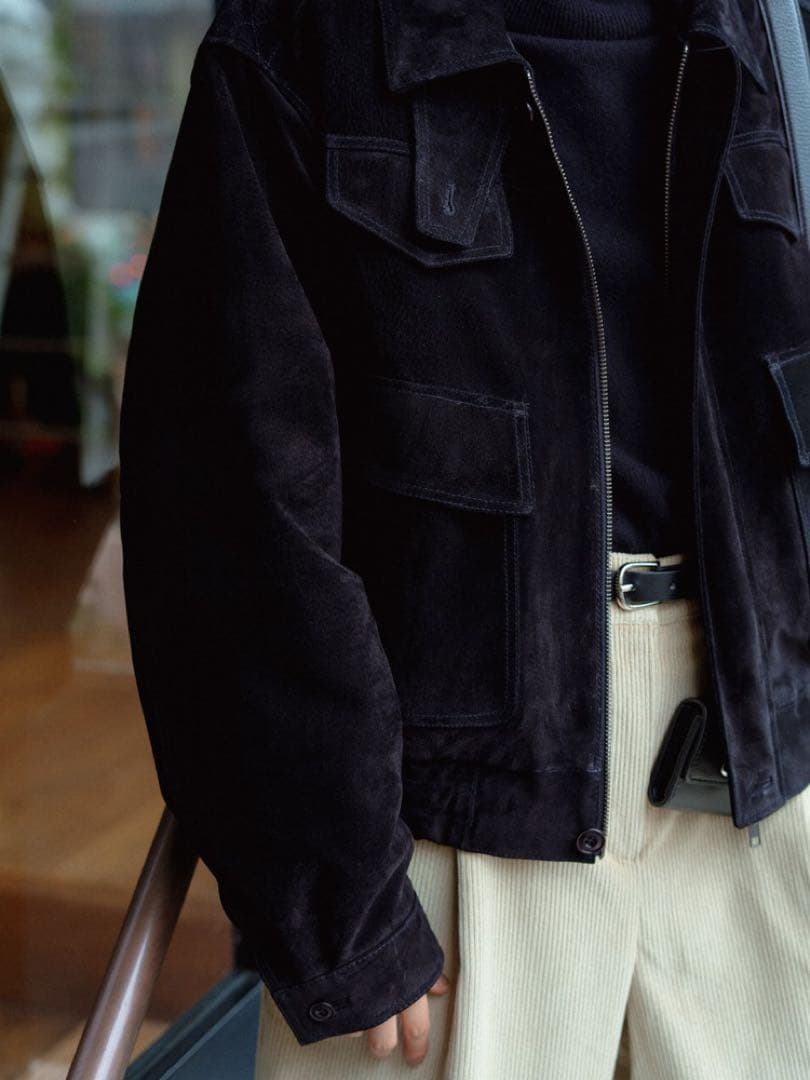 quilting liner real suède jacket/black