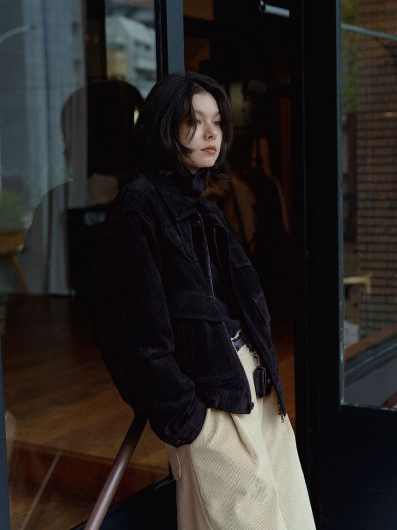 quilting liner real suède jacket/black