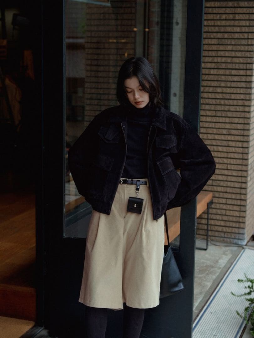 quilting liner real suède jacket/black