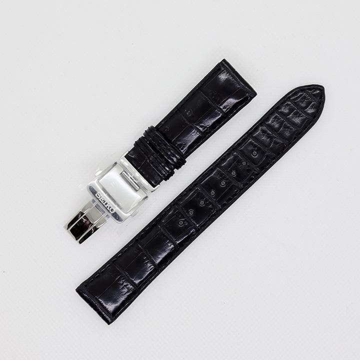 新品　SEIKO 純正レザー時計ベルト 黒 20mm バックル付き