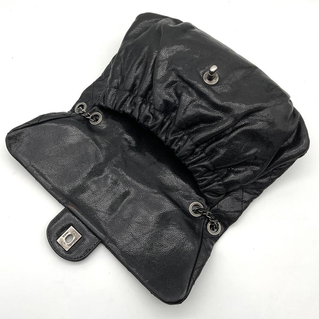 極上美品　シャネル　マトラッセ　キャビアスキン　ブラック　チェーンショルダー