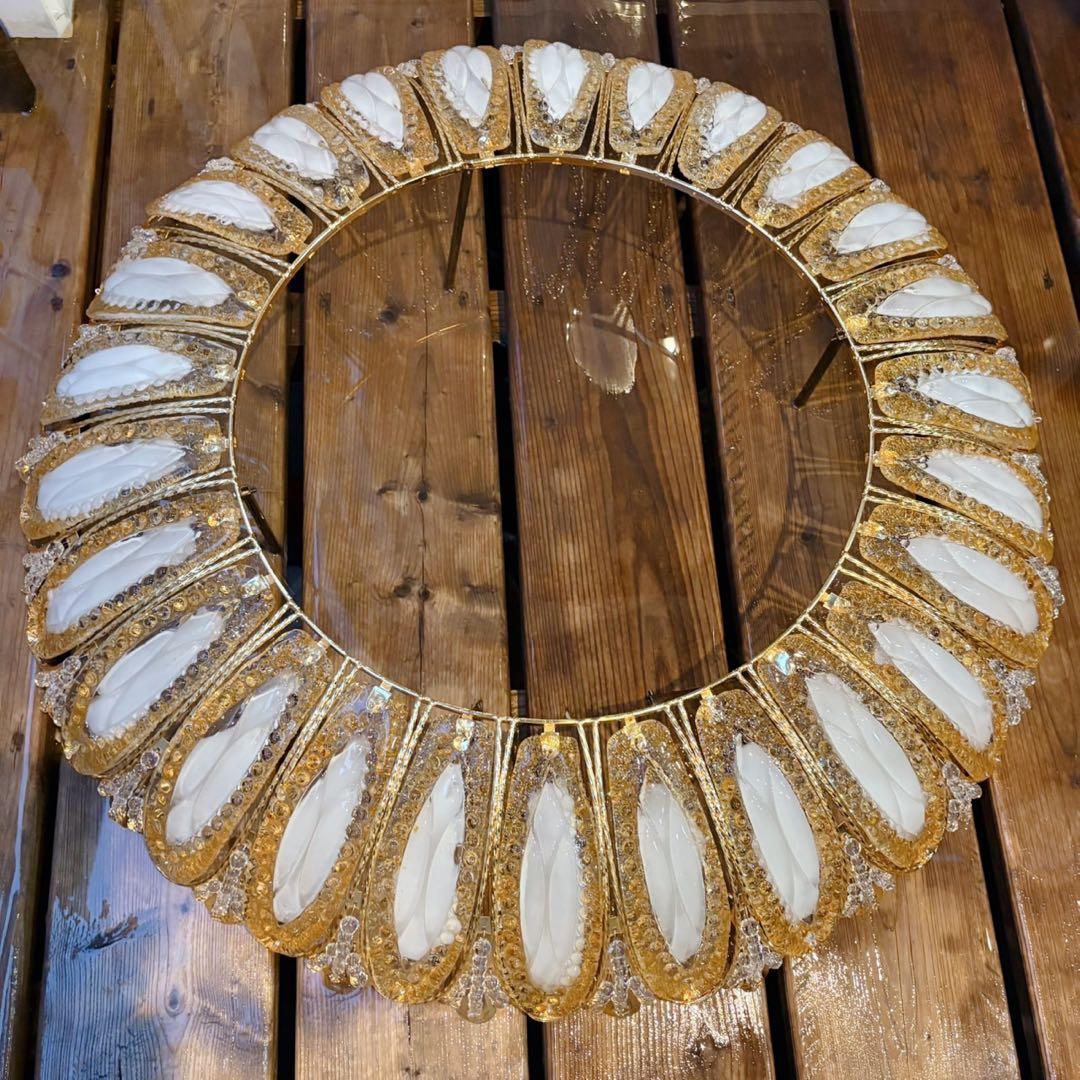 ①アンティーク・ガレ　シャンデリア　12灯 クリスタル　ゴールド　照明　リビング