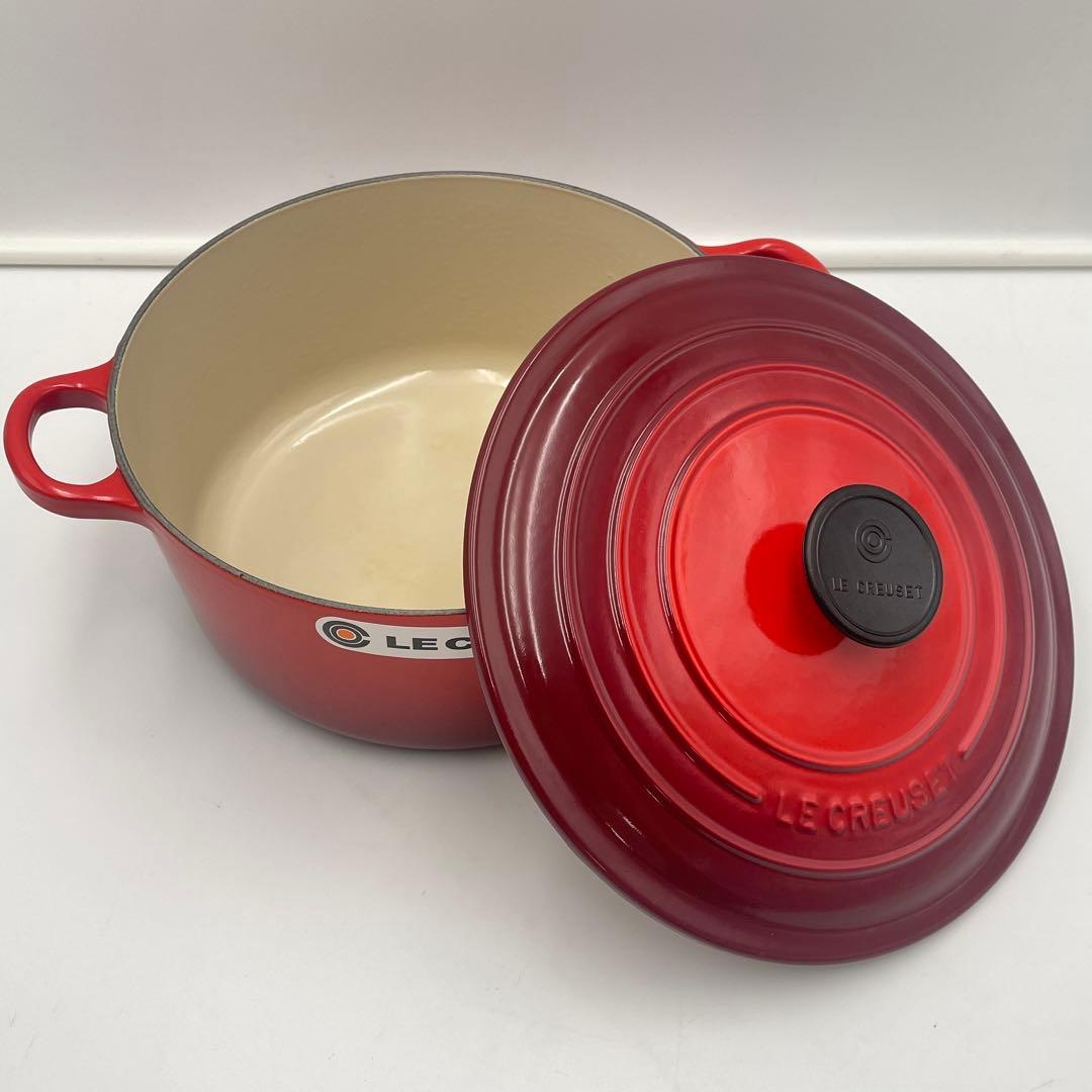 美品　LE CREUSET ココット ロンド 24cm レッド