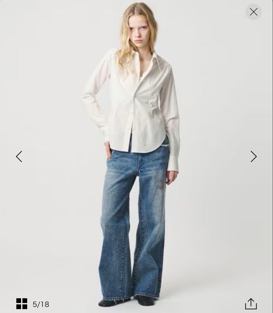 即日発送可＜ATTISESSION＞コットン ストライプ スリム シャツ