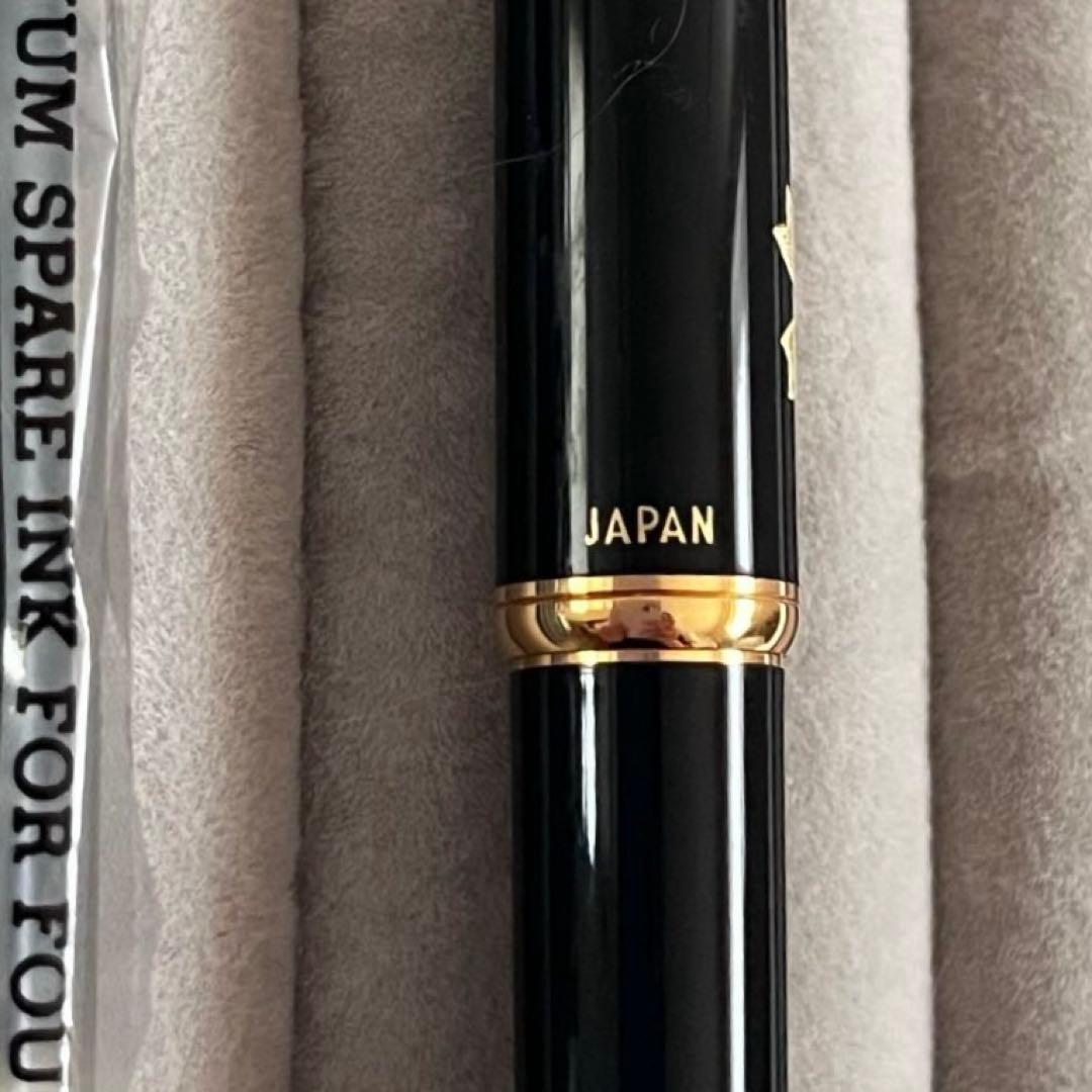 美品　PLATINUM プラチナ 万年筆 14K 桜 蒔絵風 ブラック ゴールド