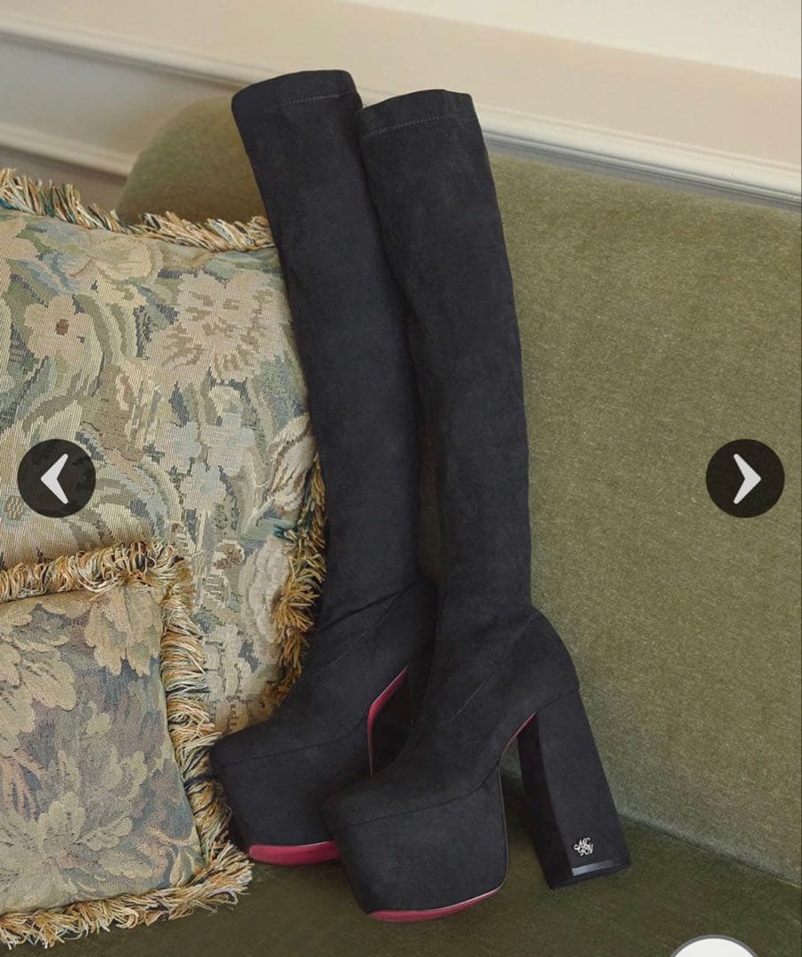 ミシェルマカロンニーハイブーツ ブラック サイズM