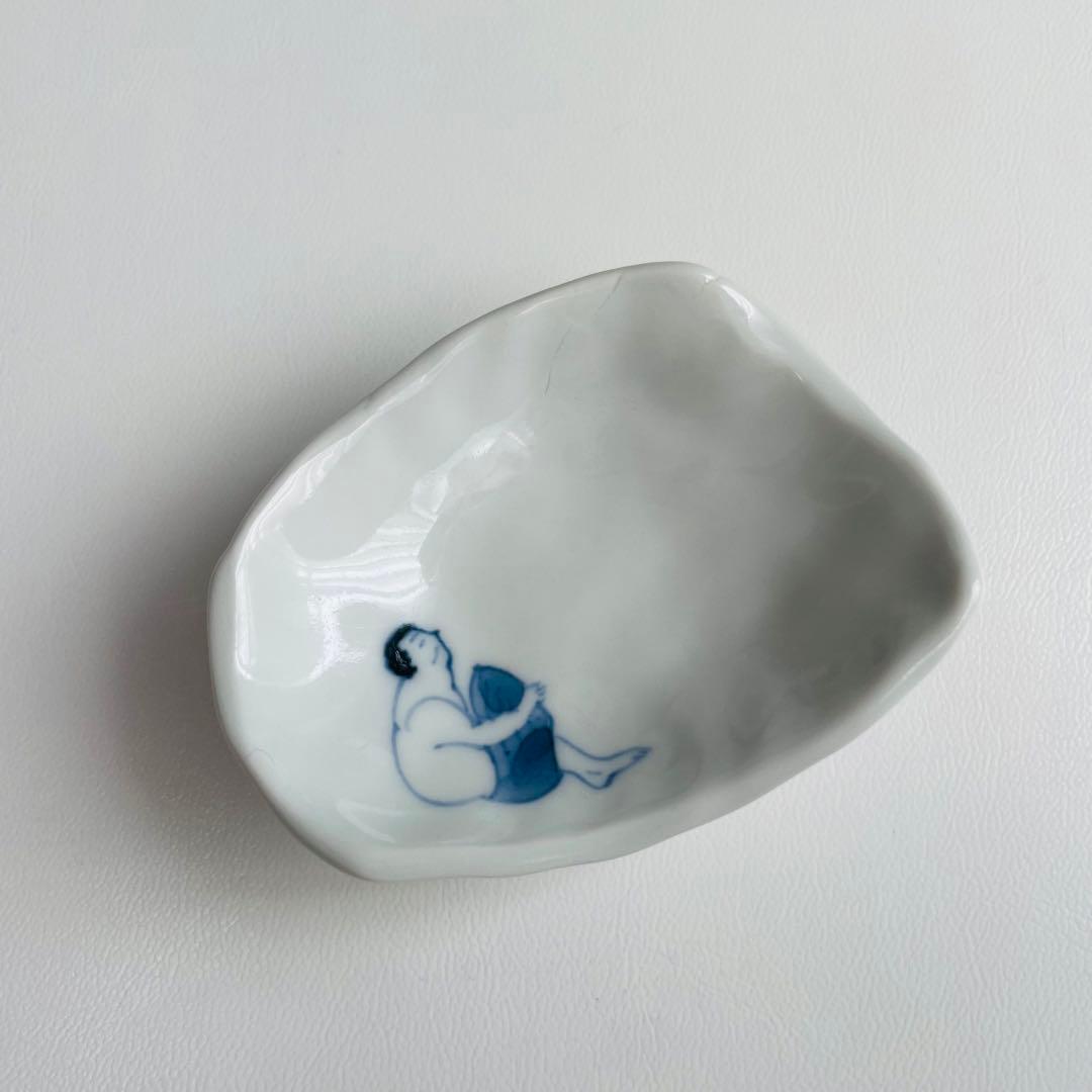 【新品未使用】浜野まゆみ 小皿2枚セット 人物絵 手びねり