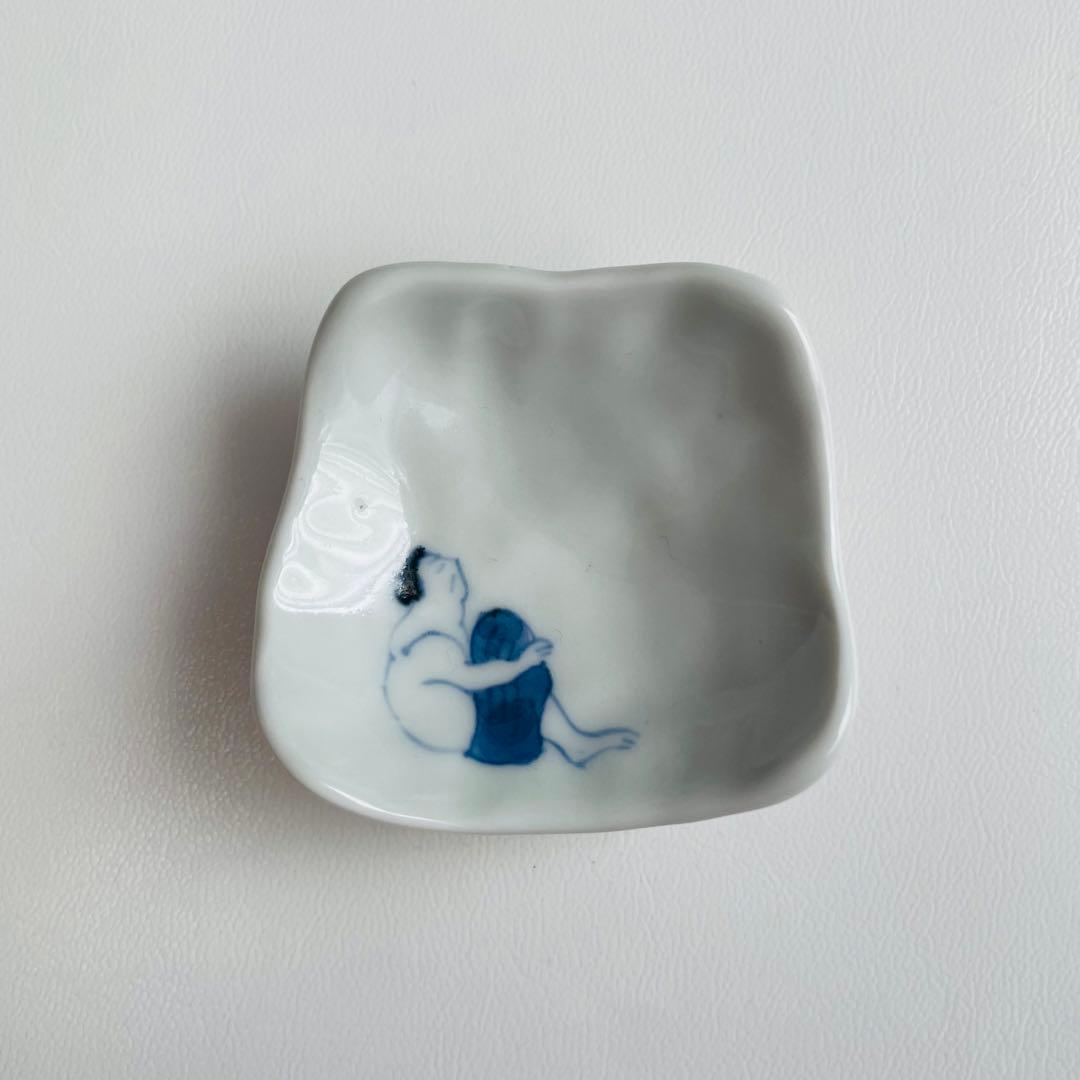 【新品未使用】浜野まゆみ 小皿2枚セット 人物絵 手びねり