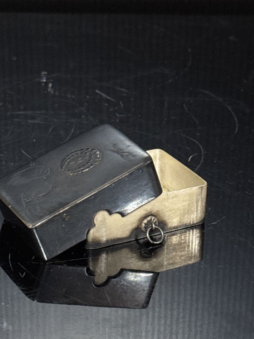 純銀 家紋入 ボンボニエール 箱 約わ46.4g