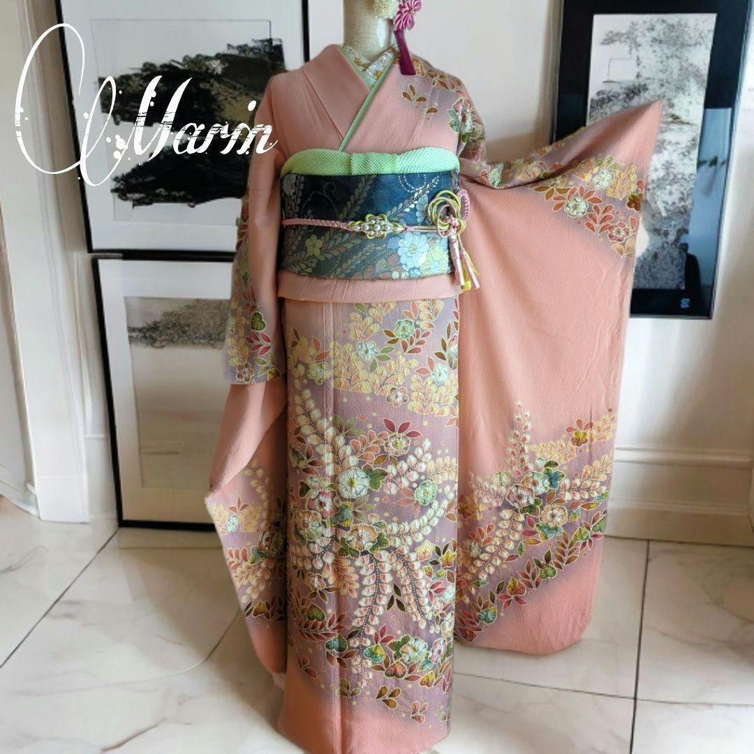 翠山工房 落款 振袖フルセット ９種セット正絹 辻が花 成人式 花絞り 裄丈69