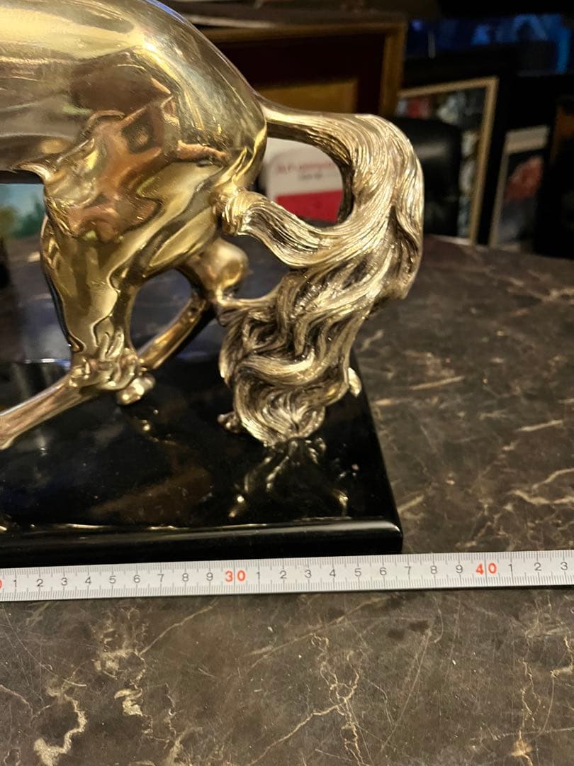 馬 馬の置物 跳馬 シルバーホース 銀色の馬 跳馬 体長40 高さ35