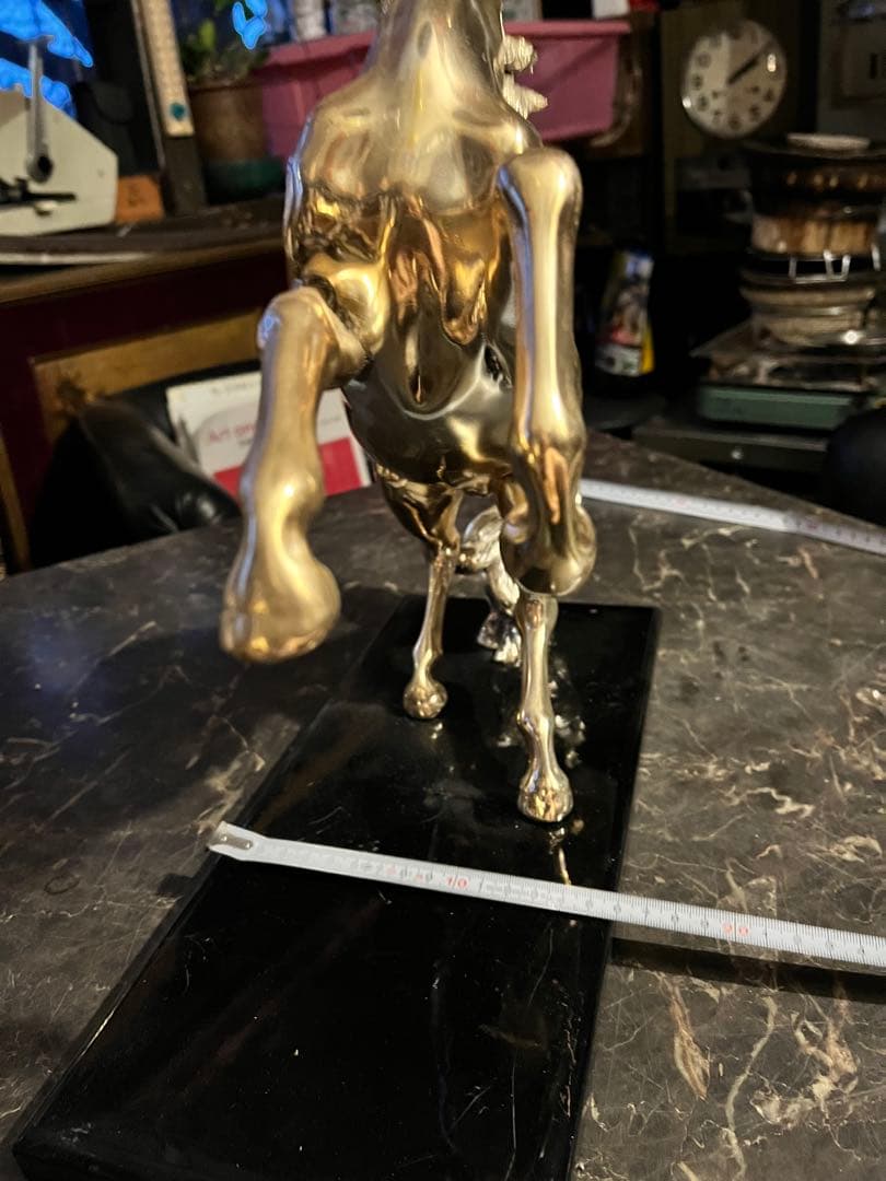 馬 馬の置物 跳馬 シルバーホース 銀色の馬 跳馬 体長40 高さ35