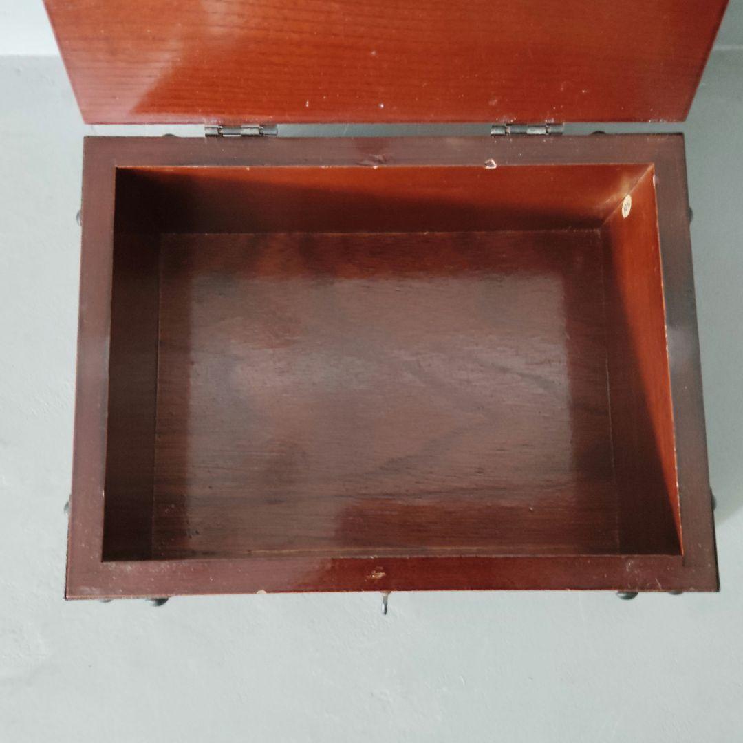 千両箱型 木製収納ボックス 貯金箱 木製×鉄製金具