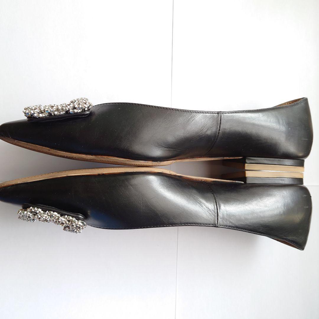 PIPPICHIC ピッピシック 24.5 ブラック フラットシューズ ビジュー