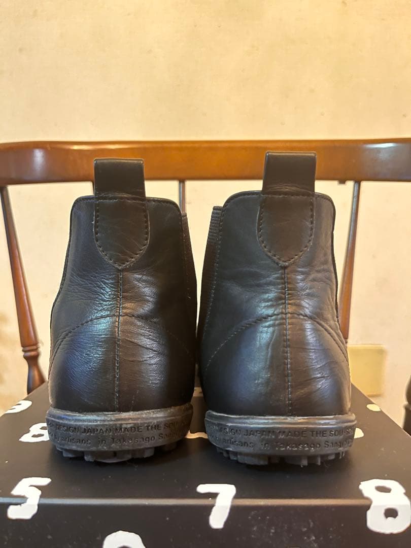 黒 レザー サイドゴアブーツ