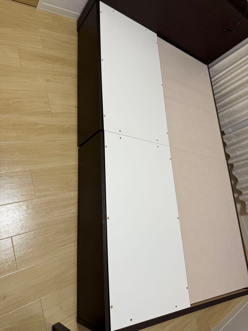 3/10まで　美品！ニトリセミダブルベッドフレーム ダークブラウン　引き出し付き