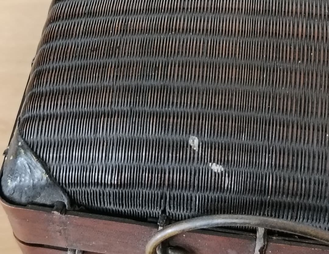 古い 弁当箱 竹編み 銅金具 　箸 網袋 木箱付