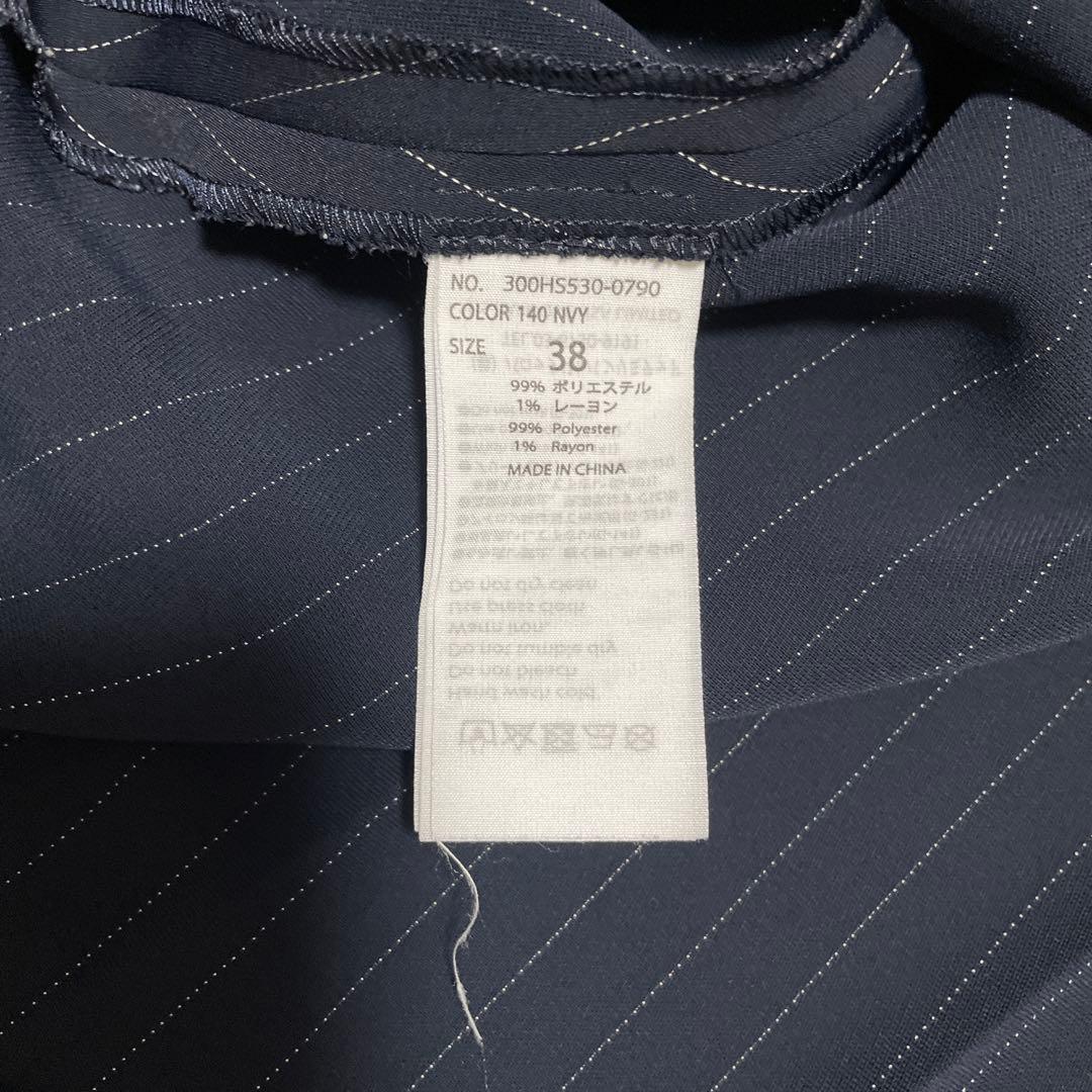 【極美品✨】24SS エンフォルド PE ピン ストライプ プリーツ シャツ 紺