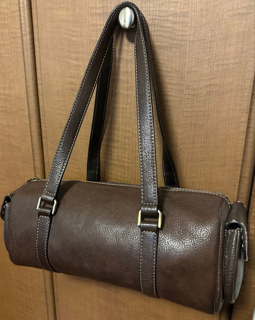 【美品】【定価半額】土屋鞄 本革 ミニボストン ドラム型ショルダーバッグ