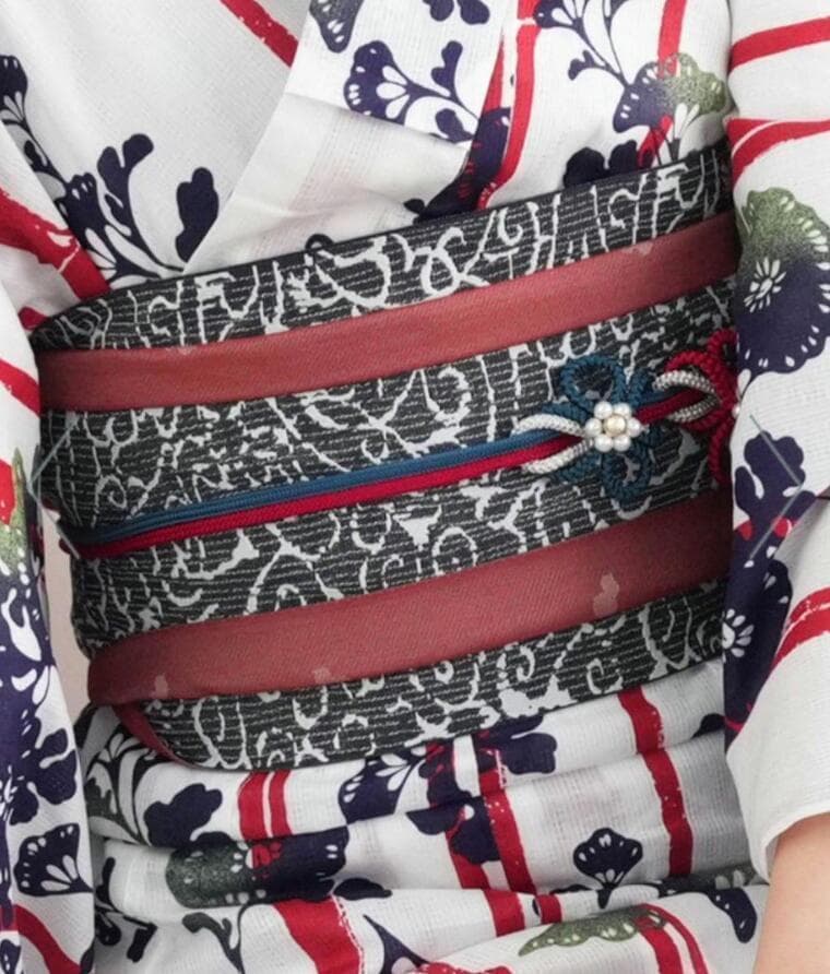 画像の帯、お任せ帯締め、お任せ下駄つき◆◆◆気品紅竹と菊影絵浴衣