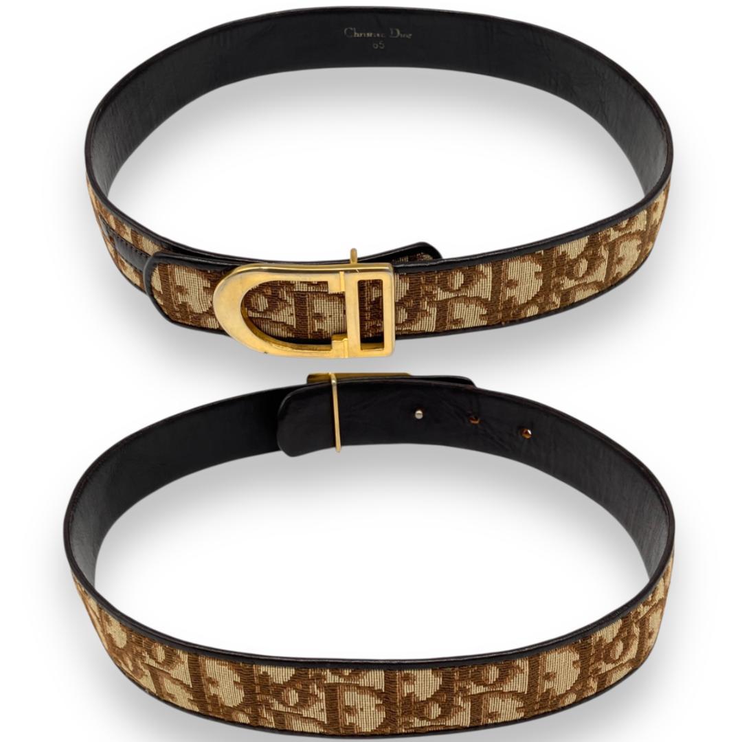クリスチャンディオール トロッター ベルト ゴールド ブラウン Dior