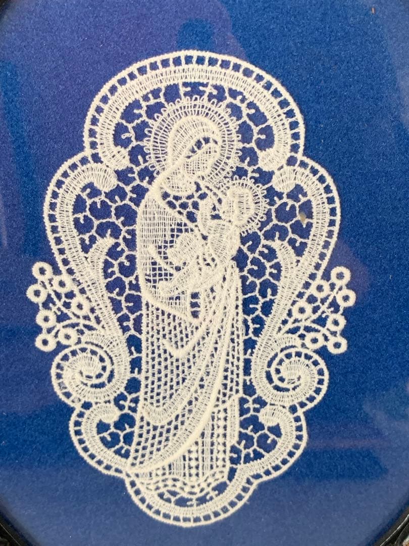 ミリカリ ヨーロッパヴィンテージ 聖母子　刺繍入り　木製フレーム